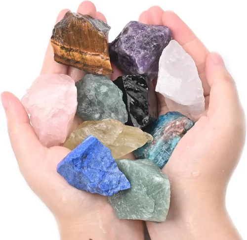 Vista 3 de Cristales crudos de 0.88 libras / 14.11 oz, piedra natural curativa de 1 pulgada para cuenco de mesa, meditación de yoga, macizos de flores, jardín