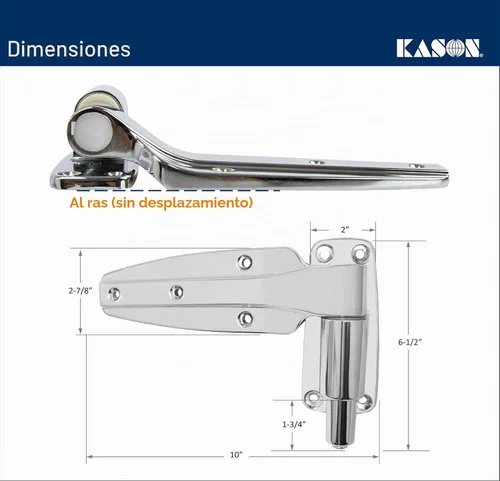 Vista 5 de Kason 1248000004 Bisagra asistida por resorte, paquete de 2, desplazamiento al ras