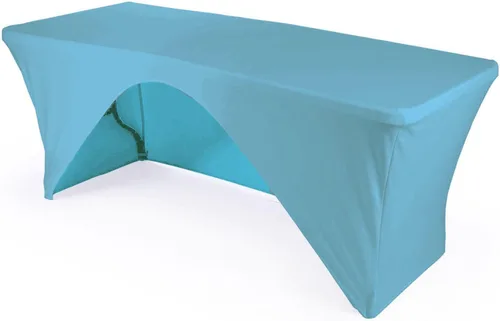 Vista 9 de LA Linen Mantel de elastano con respaldo abierto para mesa rectangular de 6 pies, 72 x 30 x 30 pulgadas, color negro