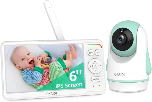 Vista 10 de OKAIDI Monitor de video para bebés con 2 cámaras, pantalla de viaje portátil de 2.4 pulgadas, transmisión de largo alcance de 1000 pies, monitor