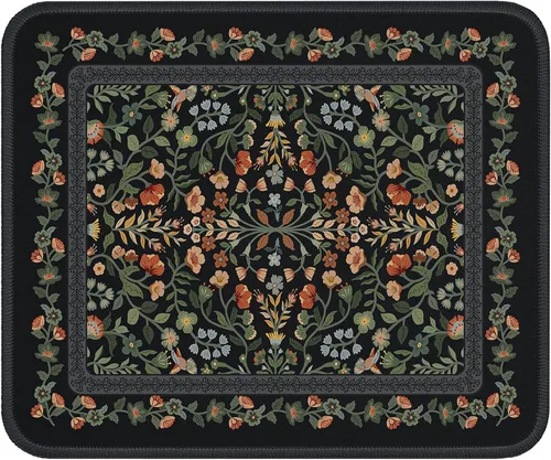 Vista 23 de iCasso Alfombrilla de mouse estética pequeña con diseño floral, mini alfombrilla de mouse portátil rosa, antideslizante y cómoda, de tela para mouse