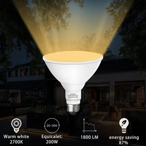 Vista 2 de Gonhom Par38 Bombillas LED de Inundación para Exteriores, Regulables 1800LM, 20W Reemplaza hasta 200W, Bombillas de Inundación para Exteriores