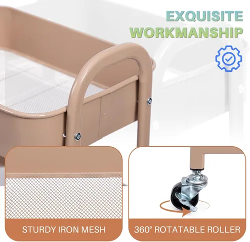 Vista 2 de AGTEK Carrito utilitario de 3 niveles con ruedas bloqueables, almacenamiento multifuncional de metal, carrito organizador para cocina, oficina, sala