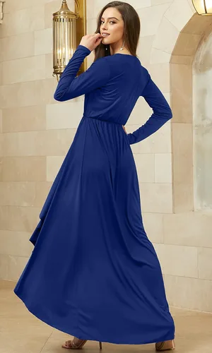 Vista 5 de KOH KOH Vestido de cóctel formal de otoño e invierno con abertura para mujer