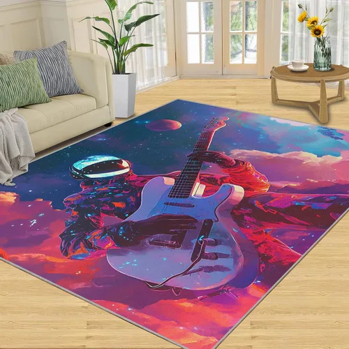 Vista 29 de Alfombra de guitarra, alfombra de 2 x 3 pies para entrada, alfombra de área musical, alfombra lavable de guitarra fresca para dormitorio, alfombra