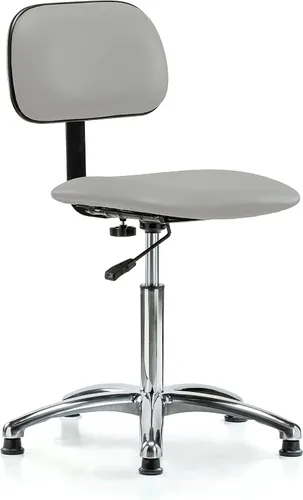 Vista 64 de Perch - Silla de laboratorio cromada con respaldo ajustable, altura del escritorio de 17 a 22 pulgadas, tela negra