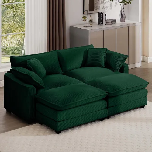 Vista 29 de Aoowow Sofá de dos plazas de pana, modernos sofás de nube de 2 plazas para sala de estar, sofás modulares de nube seccionales con asiento profundo