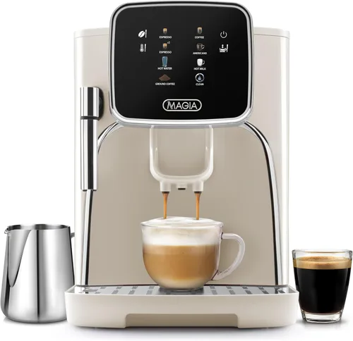 Vista 13 de Zulay Kitchen Magia Clasica - Máquina automática de café expreso con molinillo integrado, cafetera de panel táctil, espumador de leche con varita