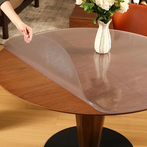 Vista 13 de ETECHMART Protector de mesa de plástico transparente rectangular de 12 x 24 pulgadas, protector de mesa grueso impermeable transparente para mesa