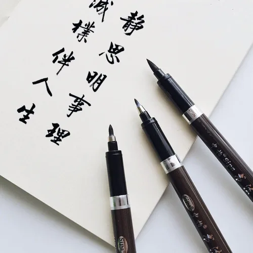Vista 3 de Pluma china de 6 piezas de pincel de escritura de caligrafía japonesa con tinta de agua para principiantes de escritura china, juego de 3 tamaños