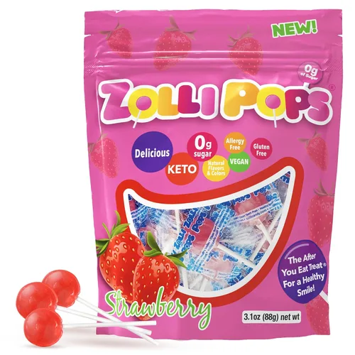 Vista 16 de Zollipops Clean Teeth Pops - Caramelos sin azúcar con xilitol, sin colorantes, caramelos libres de ceto y aptos para diabéticos, golosinas aprobadas