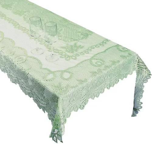 Vista 2 de Rockcloud Mantel rectangular de poliéster de 60 x 89 pulgadas para decoración de banquetes de boda, fiesta, color verde