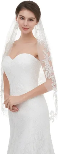 Vista 4 de EllieHouse Mujer Corto, 2 Encaje Boda Nupcial velo con peine, L24