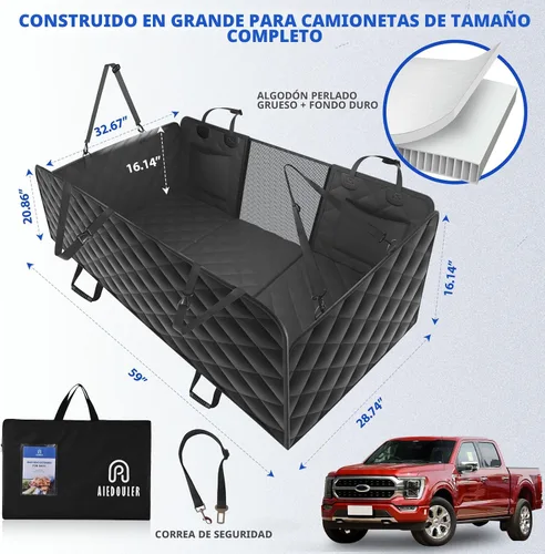 Vista 5 de Extensor de asiento trasero XL para perros, funda de asiento de Negro