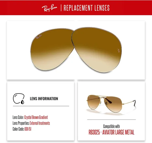 Vista 3 de Original AVIATOR GRAN METAL RB3025 lentes de repuesto para hombres para mujeres+gratis kit de cuidado de gafas