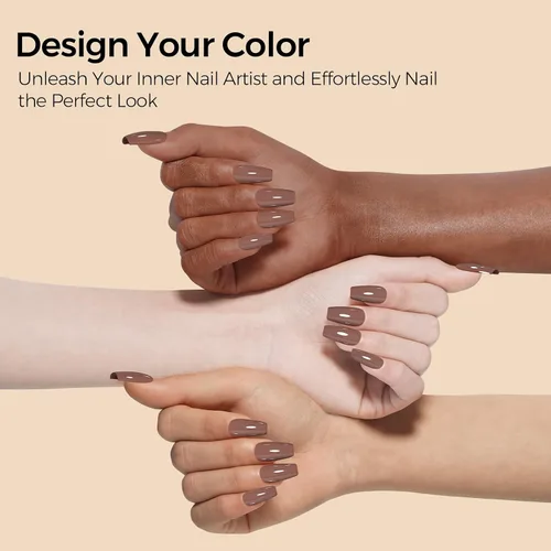 Vista 6 de TOMICCA Esmalte de uñas de gel marrón café, 0.5 onzas líquidas, esmalte de uñas de secado con LED UV para arte de uñas, manicura en casa, otoño e
