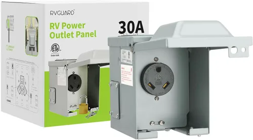 Vista 9 de RVGUARD Caja de toma de corriente de 30 amperios, 125 voltios, cerrada, resistente a la intemperie, NEMA TT-30R, panel de receptáculo eléctrico al