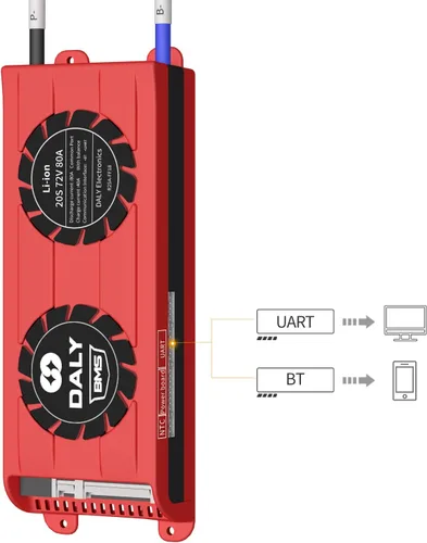 Vista 78 de DALY BMS 72V Li-ion 20S 30A Tablero de protección con cable de equilibrio de puerto común para panel solar autoconstruido, sistema de suministro
