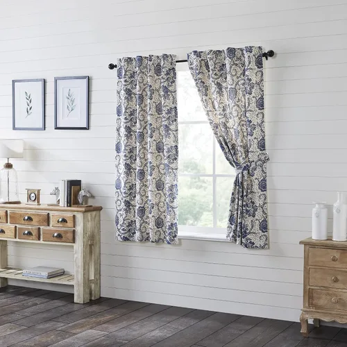 Vista 12 de VHC Brands Dorset Cortina de cenefa para ventana, floral, azul marino, 16 x 73 pulgadas