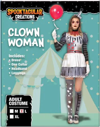 Vista 2 de Spooktacular Creations Disfraz de payaso espeluznante para mujer de Halloween