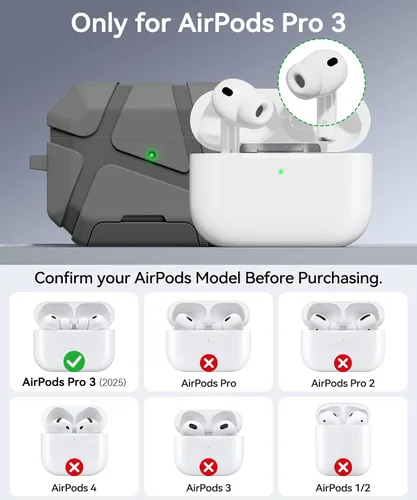 Vista 2 de Funda para AirPods Pro 3ra Generación (2025 Nuevo), Diseño de Bloqueo Seguro y Soporte para Teléfono Compatible con Airpods Pro 3ra Generación Funda