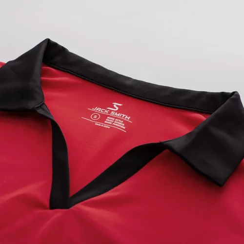 Vista 4 de JACK SMITH Polo de golf de manga larga para mujer, cuello en V, atlético, para tenis, absorbe la humedad