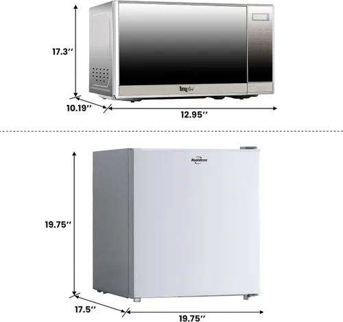 Vista 6 de Koolatron - Refrigerador compacto de 1.7 pies cúbicos + combo de microondas de 700 W: incluye nevera/congelador de encimera con parte trasera plana