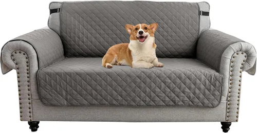 Vista 42 de UNBBRRL Funda de sofá reversible para perros y gatos, funda impermeable para muebles para mascotas y niños, protector de sofá con correas elásticas
