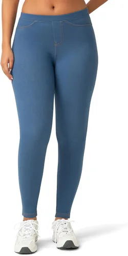 Vista 9 de No Nonsense Leggings de mezclilla elásticos con bolsillos para mujer Negro
