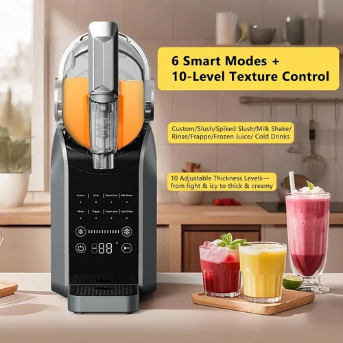 Vista 3 de Máquina de granizado profesional de 15 minutos para el hogar, máquina de bebidas congeladas de 68 onzas con 6 programas preestablecidos, no necesita