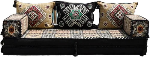 Vista 12 de arabicsofa Juego de sofá de piso árabe esquinero en forma de L - Asiento Majlis marroquí para sala de estar