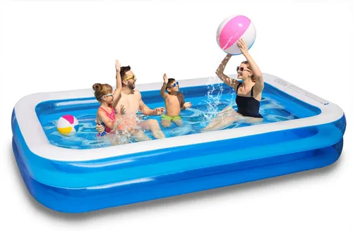 Vista 10 de Piscina inflable para niños, centro de natación familiar para niños, piscina de tamaño completo para niños, adultos, piscina fácil de configurar