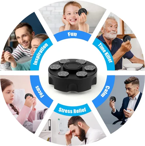 Vista 5 de Juguete Fidget Spinner para Adultos y Niños, Spinner de Mano y Dedo de Aleación Negra Genial, Alivio del Estrés Anti Ansiedad Fidget Cube Fidget