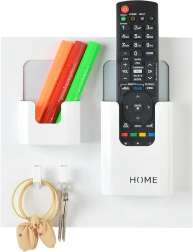 Vista 9 de Estante de mesita de noche con gel adhesivo fuerte, soporte organizador de montaje en pared para teléfono celular, lentes, control remoto, llaves
