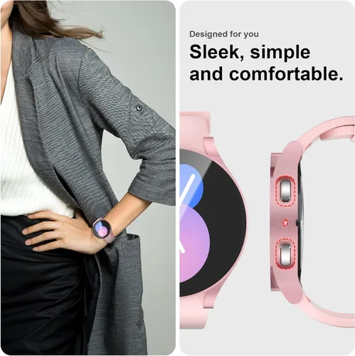Vista 3 de [Paquete de 2] Funda compatible con Samsung Galaxy Watch 5/Galaxy Watch 4 de 1.732 pulgadas con protector de pantalla, carcasa protectora completa