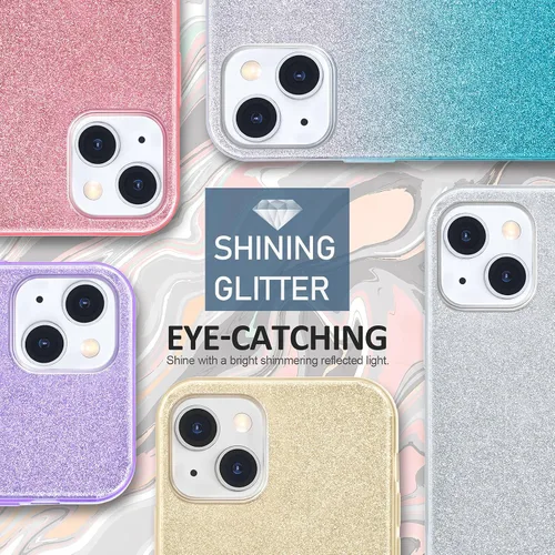 Vista 7 de MATEPROX Bling Sparkle - Funda protectora compatible con iPhone 13 de 6.1 pulgadas de 2021 para niñas y mujeres (rosa)