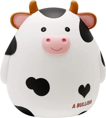 Vista 10 de H&W Alcancía de vaca, tamaño L, caja de monedas irrompible para niños, lindo banco de dinero de animales para cumpleaños para niños y niñas, cajas