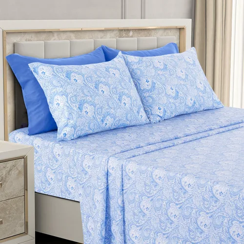 Vista 30 de LDC LUX Décor Colección - Juego de sábanas para cama de tamaño individual con estampado de cachemira – 4 piezas de sábanas de microfibra ultra