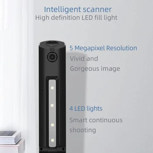 Vista 3 de V510 Escáner de libros y documentos, cámara portátil de documentos tamaño A4, escáner profesional HD de 5 MP, aplanar y deskew automático y OCR
