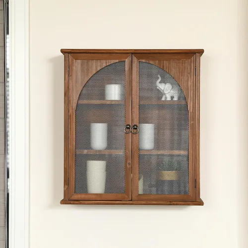 Vista 7 de COLLECTIVE HOME - Armario organizador de pared de 24 pulgadas, gabinete de baño de madera maciza con puerta arqueada, ya montado, 22 x 8 x 24