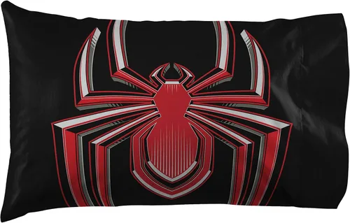 Vista 2 de Jay Franco Marvel Miles Morales Gamerverse Be Greater 1 funda de almohada reversible individual – Ropa de cama infantil súper suave de doble cara