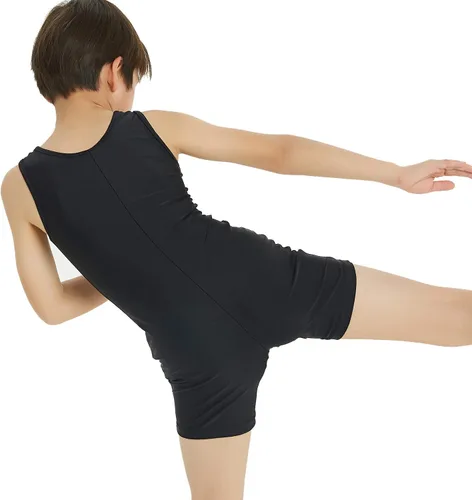 Vista 4 de Leotardo de gimnasia para niños, para practicar danza de ballet, atletismo, competición, entrenamiento sin mangas