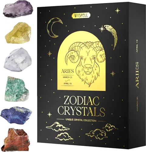 Vista 12 de Wyspell Juego de Cristales de Acuario – 6 Cristales de Acuario en Bruto y Piedras Curativas – Regalos de Acuario para Mujeres – Regalos