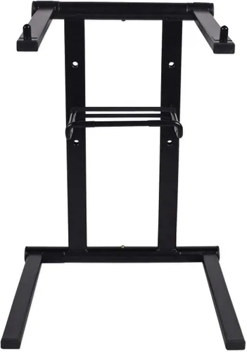 Vista 2 de Rockville RLS2400 - Soporte plegable ligero para portátil DJ con estante adicional y bolsa de viaje, construcción de acero, portátil para DJs