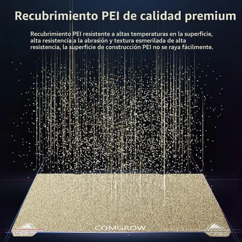 Vista 2 de Comgrow Ender 3 V3 KE PEI Hoja de acero primavera 235x235mm, cama térmica magnética flexible de hoja PEI texturizada, placa de construcción Ender 3