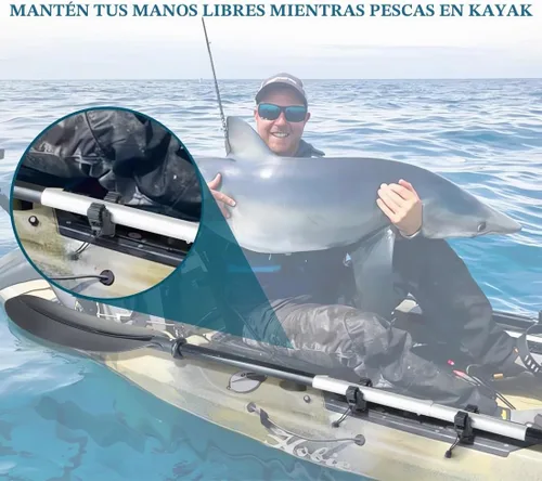 Vista 2 de Huntury Soporte de red para remo de kayak y pesca, accesorios de montaje en riel para canoa, tabla de remo