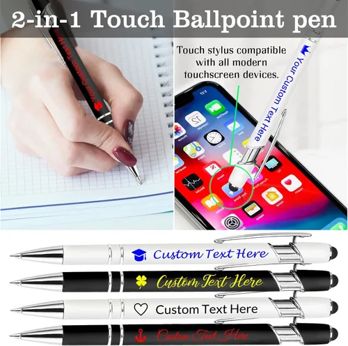 Vista 5 de Bolígrafo personalizado con nombre, bolígrafo personalizado, logotipo, tinta negra suave, regalo personalizado para mujeres, hombres, negocios