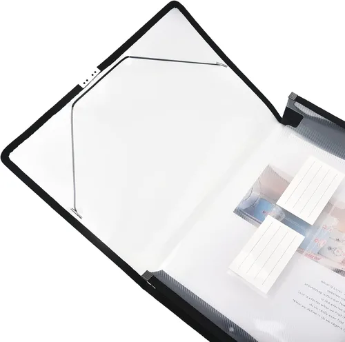Vista 8 de Carpeta de archivos expandible organizador de documentos r con solapa y cierre de cable, bolsa de documentos transparente impermeable, expansión