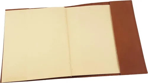 Vista 4 de Rustic Ridge Leather Cuaderno de bocetos rústico de cuero recargable con papel hecho a mano, 6 x 8 pulgadas (marrón medio)