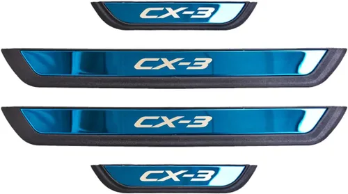 Vista 5 de Kit de protector de umbral de puerta inoxidable para Mazda CX-3 2016-2023 (texto azul CX 3)